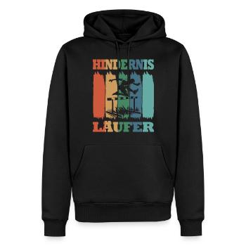 Course d’obstacles athlétisme athlète haies - Sweat à capuche Premium bio Homme - noir - Devant - Nico (187cm)