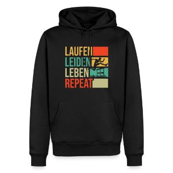 Course d’obstacles athlétisme athlète haies - Sweat à capuche Premium bio Homme - noir - Devant - Nico (187cm)