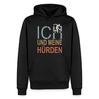 Course d’obstacles athlétisme athlète haies - Sweat à capuche Premium bio Homme - noir - Devant - Nico (187cm)