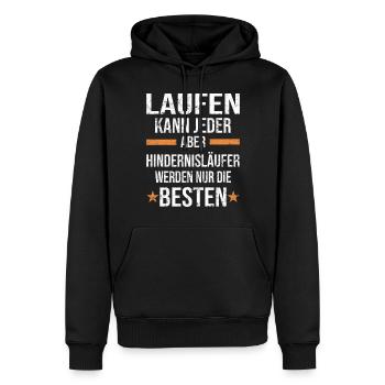Course d’obstacles athlétisme athlète haies - Sweat à capuche Premium bio Homme - noir - Devant - Nico (187cm)
