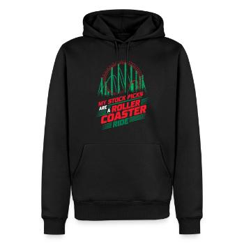 Traders boursiers, traders forex, trading d’investisseurs - Sweat à capuche Premium bio Homme - noir - Devant - Nico (187cm)