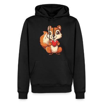 Adorable Squirrel with Red Heart Illustration - Männer Premium Bio Hoodie - Schwarz - Vorne - Nico (187cm)