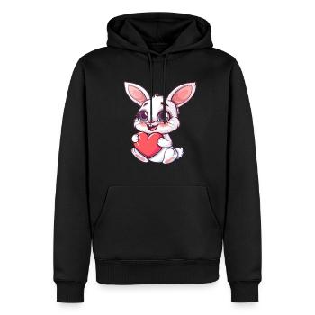 Cute Bunny Holding Heart Adorable Illustration - Männer Premium Bio Hoodie - Schwarz - Vorne - Nico (187cm)