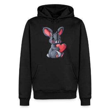 Mignon lapin tenant une illustration de coeur parfaite pour - Sweat à capuche Premium bio Homme - noir - Devant - Nico (187cm)
