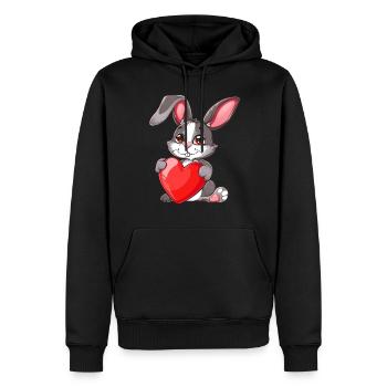 Adorable lapin tenant un coeur rouge avec mignon - Sweat à capuche Premium bio Homme - noir - Devant - Nico (187cm)