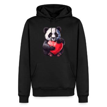 Adorable Panda Holding Heart Illustration - Männer Premium Bio Hoodie - Schwarz - Vorne - Nico (187cm)