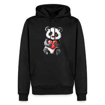 Adorable panda tenant un cœur rouge pour les amoureux des pandas - Sweat à capuche Premium bio Homme - noir - Devant - Nico (187cm)
