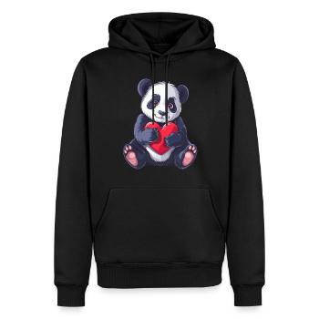 Mignon Panda Tenant Coeur Adorable Animal Love - Sweat à capuche Premium bio Homme - noir - Devant - Nico (187cm)