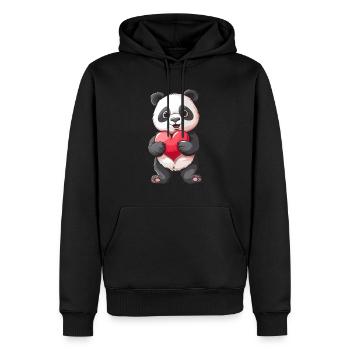 Cute Panda Holding Heart for Animal Lovers - Männer Premium Bio Hoodie - Schwarz - Vorne - Nico (187cm)