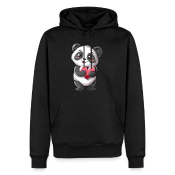Adorable Panda Holding Heart - Cute Kawaii Panda - Männer Premium Bio Hoodie - Schwarz - Vorne - Nico (187cm)
