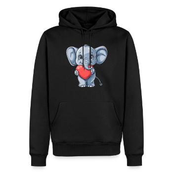 Éléphant mignon tenant une illustration de coeur pour - Sweat à capuche Premium bio Homme - noir - Devant - Nico (187cm)