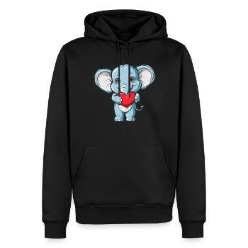 Adorable Elephant Holding Heart Cute Love - Männer Premium Bio Hoodie - Schwarz - Vorne - Nico (187cm)