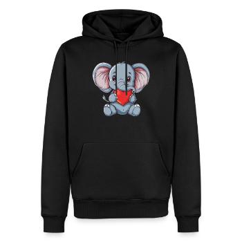 Cute Baby Elephant Holding Heart Illustration for - Männer Premium Bio Hoodie - Schwarz - Vorne - Nico (187cm)