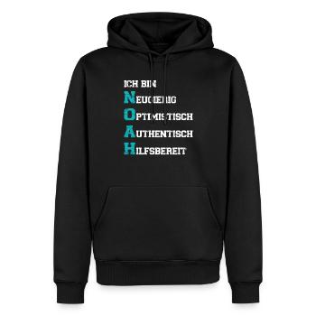 Ich bin Noah - Männer Premium Bio Hoodie - Schwarz - Vorne - Nico (187cm)