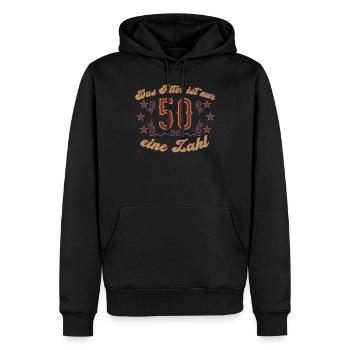 50. Geburtstag Vintage nur eine Zahl - Männer Premium Bio Hoodie - Schwarz - Vorne - Nico (187cm)