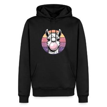 Lama Bubblegum Rose Rétro Alpaga Mignon Drôle - Sweat à capuche Premium bio Homme - noir - Devant - Nico (187cm)