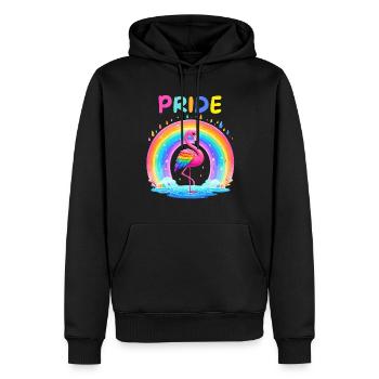 Flamingo Regenbogen Pride Month LGBTQ Divers Liebe - Männer Premium Bio Hoodie - Schwarz - Vorne - Nico (187cm)