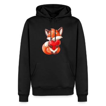Cute Fox Holding Heart Illustration for Animal - Männer Premium Bio Hoodie - Schwarz - Vorne - Nico (187cm)