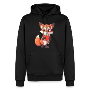 Adorable Fox Holding Heart for Animal Lovers and - Männer Premium Bio Hoodie - Schwarz - Vorne - Nico (187cm)
