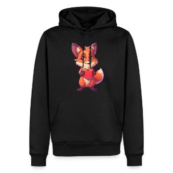 Adorable Fox Holding Heart Cute Animal - Männer Premium Bio Hoodie - Schwarz - Vorne - Nico (187cm)