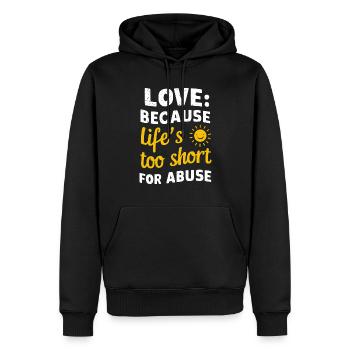 Sensibilisierung Für Häusliche Gewalt - Männer Premium Bio Hoodie - Schwarz - Vorne - Nico (187cm)