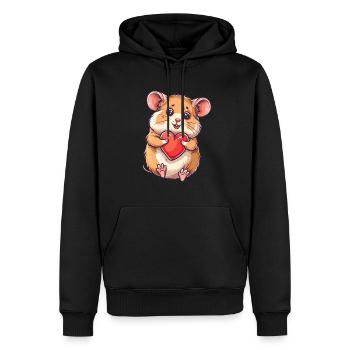 Cute Hamster Holding a Red Heart Adorable Animal - Männer Premium Bio Hoodie - Schwarz - Vorne - Nico (187cm)