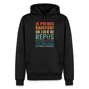 I rarely take a day off - Men’s Premium Organic Hoodie - black - Front - Nico (187cm)