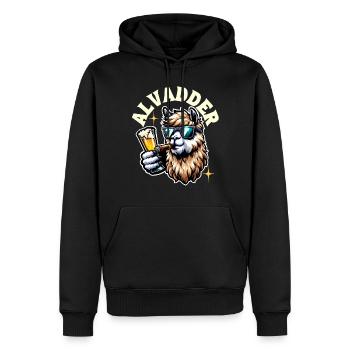 Alvadder Alpaka Papa Vater Vatertag - Männer Premium Bio Hoodie - Schwarz - Vorne - Nico (187cm)