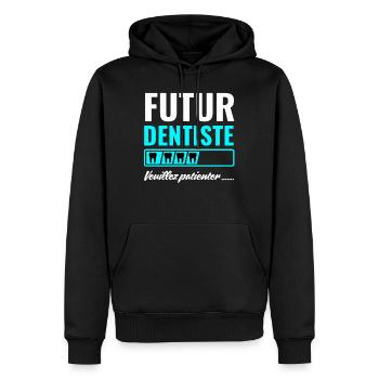 Futur dentiste - Sweat à capuche Premium bio Homme - noir - Devant - Nico (187cm)