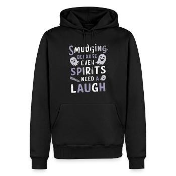 Smudge Sage Plume Sorcellerie spirituelle Méditer - Sweat à capuche Premium bio Homme - noir - Devant - Nico (187cm)