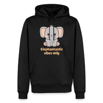 Elephantastic Vibes Only Cute Elephant - Men’s Premium Organic Hoodie - black - Front - Nico (187cm)