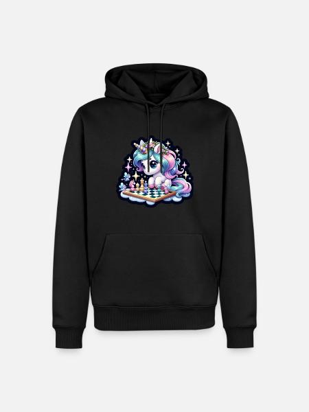 Einhorn Schach - Männer Premium Bio Hoodie - Schwarz