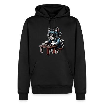 Chess Cat - Men’s Premium Organic Hoodie - black - Front - Nico (187cm)