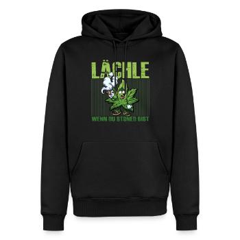 Lächle Wenn Du Stoned Bist Cannabis Kiffer Hanf - Männer Premium Bio Hoodie - Schwarz - Vorne - Nico (187cm)