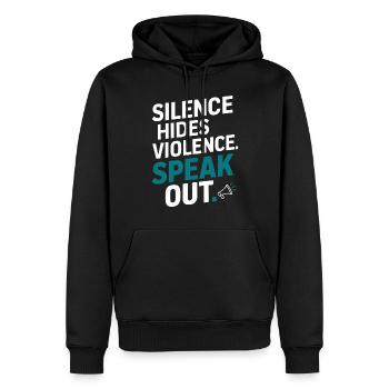 Raising awareness of domestic violence - Men’s Premium Organic Hoodie - black - Front - Nico (187cm)