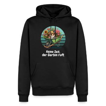 Jardin Chat Fleurs Jardins Familiaux Plantes Mignonnes - Sweat à capuche Premium bio Homme - noir - Devant - Nico (187cm)