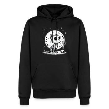 Happy Halloween Katze Vollmond Skelett Lustig - Männer Premium Bio Hoodie - Schwarz - Vorne - Nico (187cm)