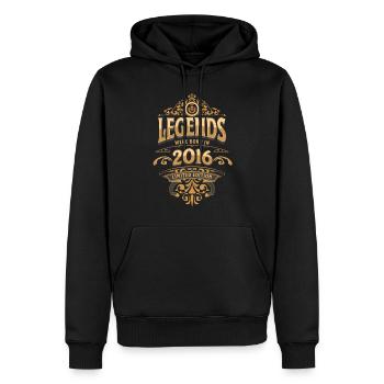 2016 Légende Anniversaire 2016 Année de naissance - Sweat à capuche Premium bio Homme - noir - Devant - Nico (187cm)