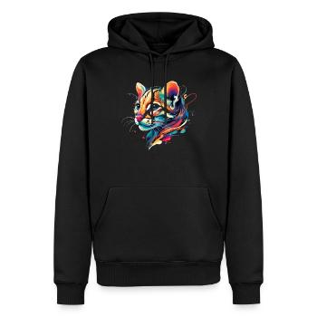 Ozelot Wild Cat Exotic Pets Jungle Big Cat - Männer Premium Bio Hoodie - Schwarz - Vorne - Nico (187cm)