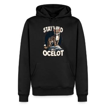 Ozelot Wild Cat Exotic Pets Jungle Big Cat - Männer Premium Bio Hoodie - Schwarz - Vorne - Nico (187cm)