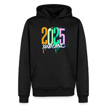 Voyage de vacances en Thaïlande 2025 - Sweat à capuche Premium bio Homme - noir - Devant - Nico (187cm)