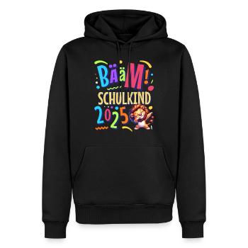 Einschulung Löwe Schulanfänger 2025 - Männer Premium Bio Hoodie - Schwarz - Vorne - Nico (187cm)