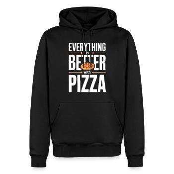 Alles Ist Besser Mit Pizza - Lustiges Pizza - Männer Premium Bio Hoodie - Schwarz - Vorne - Nico (187cm)