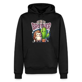 Cactus hérisson Hey Brother - Sweat à capuche Premium bio Homme - noir - Devant - Nico (187cm)