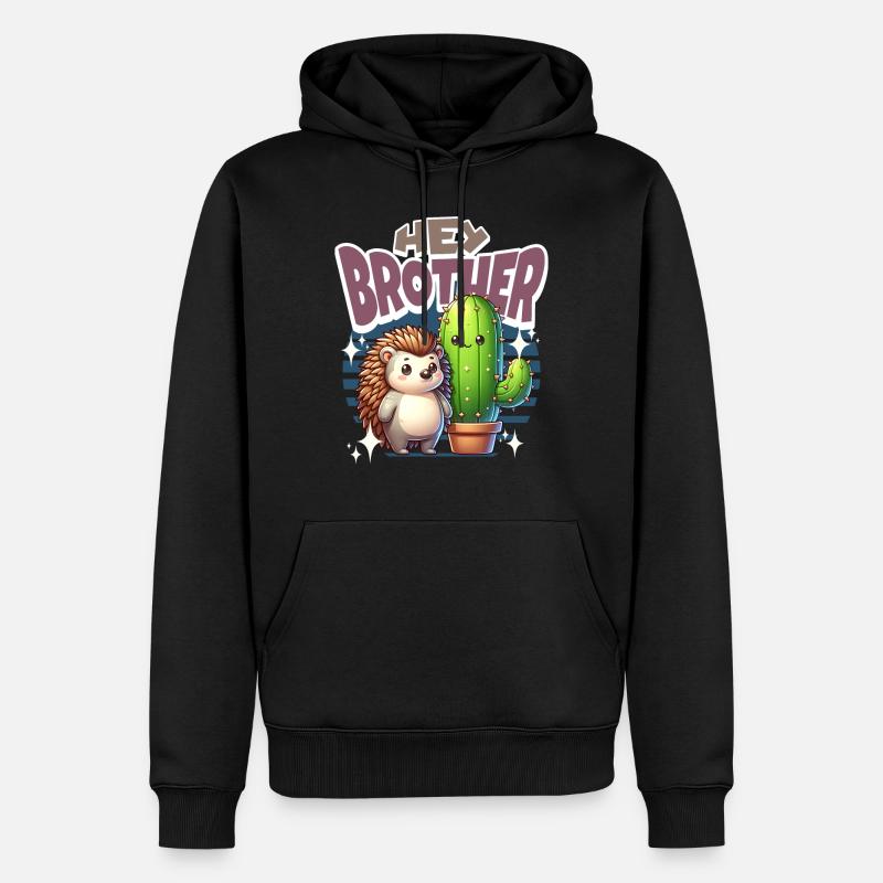 Cactus hérisson Hey Brother - Sweat à capuche Premium bio Homme - noir