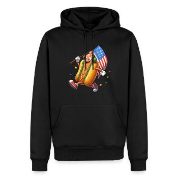 Hot Dog Journée nationale du hot-dog Amérique USA Drôle - Sweat à capuche Premium bio Homme - noir - Devant - Nico (187cm)