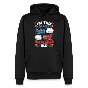 Ich Bin So Viele Flugzeuge Alt - Kinder 2 Jahre - Männer Premium Bio Hoodie - Schwarz - Vorne - Nico (187cm)
