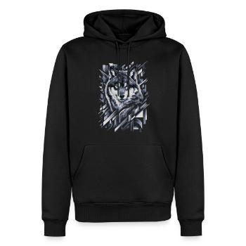 Wolf Kunstwerk Geometrische Formen - Männer Premium Bio Hoodie - Schwarz - Vorne - Nico (187cm)