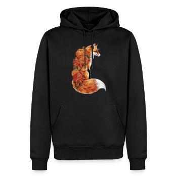 Fleurs de renard, renard animal à imprimé floral - Sweat à capuche Premium bio Homme - noir - Devant - Nico (187cm)