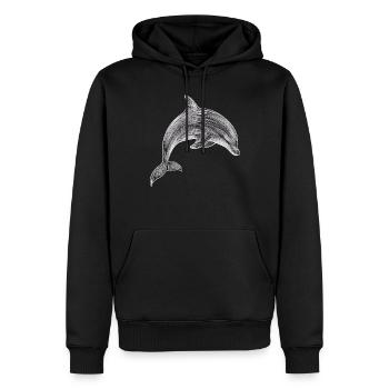 Delfin Zeichnung Illustration Schwarz-Weiß - Männer Premium Bio Hoodie - Schwarz - Vorne - Nico (187cm)